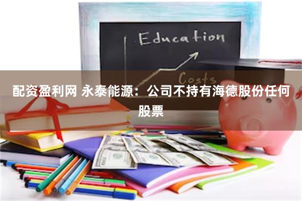 配资盈利网 永泰能源：公司不持有海德股份任何股票