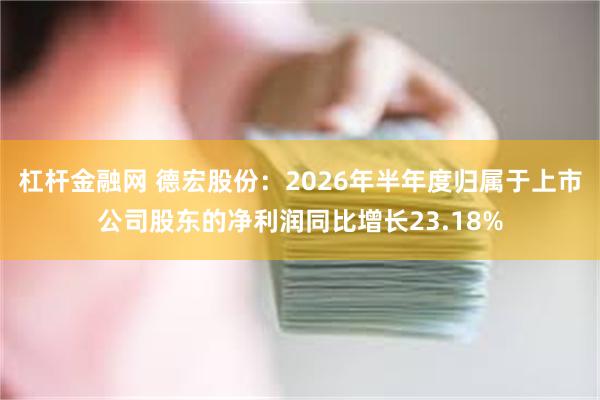 杠杆金融网 德宏股份：2026年半年度归属于上市公司股东的净利润同比增长23.18%