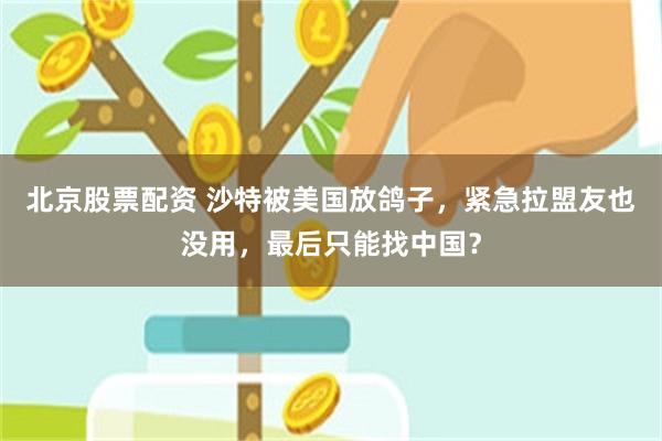 北京股票配资 沙特被美国放鸽子，紧急拉盟友也没用，最后只能找中国？