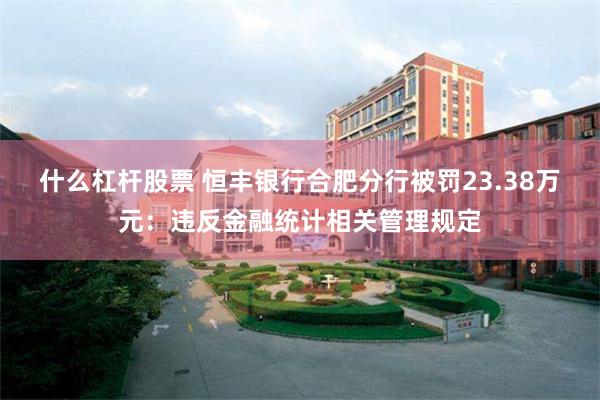 什么杠杆股票 恒丰银行合肥分行被罚23.38万元：违反金融统计相关管理规定